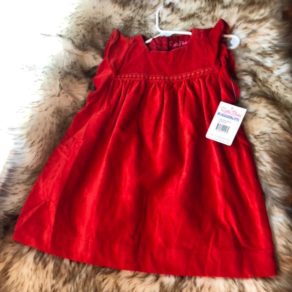 Ruffle butts red velvet holiday dress 4T NWT